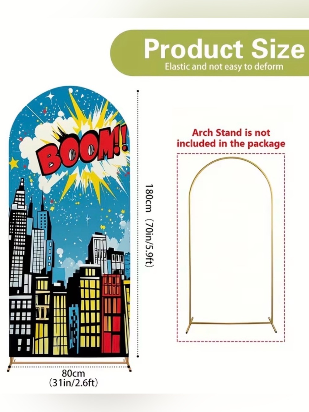 NEW 🆕 BOOM! Comic City Super Hero Party Arch Stand Backdrop Banner